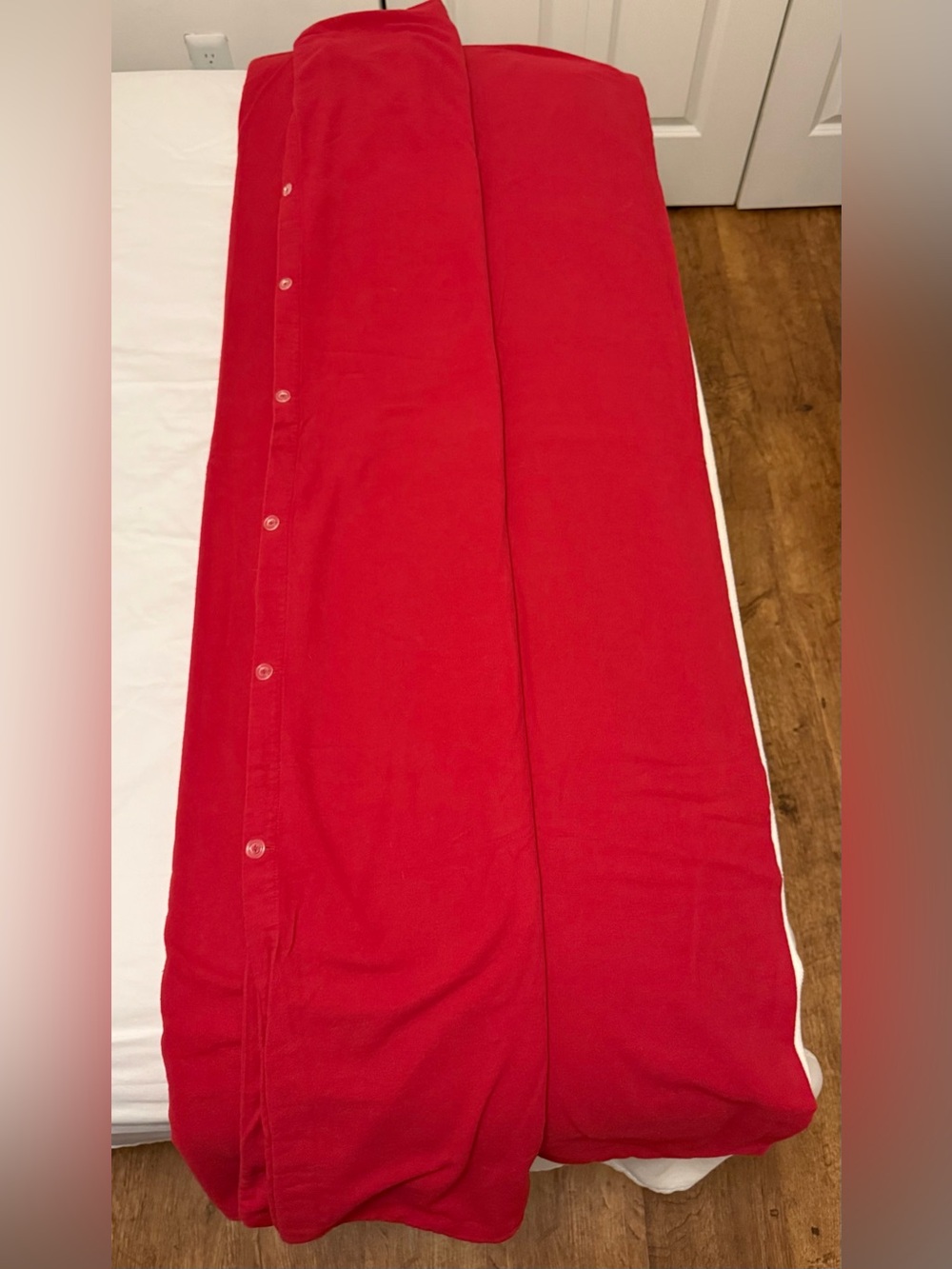 L.L. Bean Red Button-Front Duvet Cover
